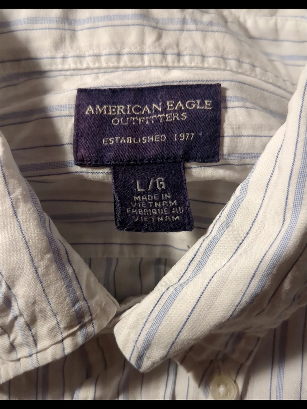 American Eagle Outfitters Size Large White with Blue Stripes - Picture 4 of 5